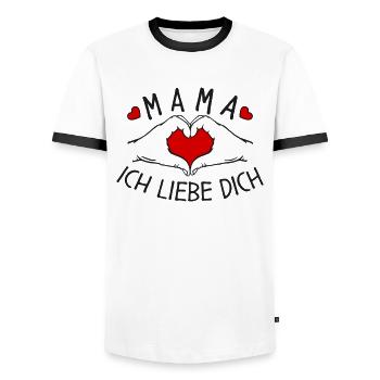 Mama ich liebe Dich - Männer Kontrast-T-Shirt - Weiß/Schwarz - Vorne - AI Model Female 172 light (172cm) & AI Model Male 178 dark (178cm)