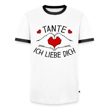 Tante ich liebe Dich - Männer Kontrast-T-Shirt - Weiß/Schwarz - Vorne - AI Model Female 172 light (172cm) & AI Model Male 178 dark (178cm)