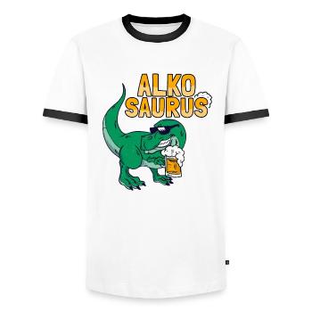 Alcool Boire Boire Cadeau Fête Dinosaures - T-shirt contrasté Homme - blanc/noir - Devant - AI Model Female 172 light (172cm) & AI Model Male 178 dark (178cm)