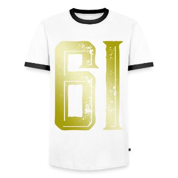 61 Number Symbol - Men's Ringer Shirt - white/black - Front - AI Model Female 172 light (172cm) & AI Model Male 178 dark (178cm)