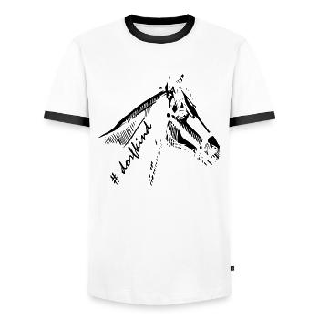 Dorfkind Pferd Motiv - Männer Kontrast-T-Shirt - Weiß/Schwarz - Vorne - AI Model Female 172 light (172cm) & AI Model Male 178 dark (178cm)