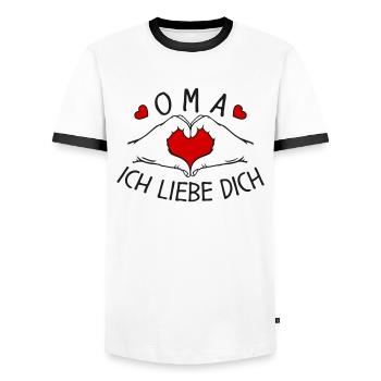 Oma ich liebe Dich - Männer Kontrast-T-Shirt - Weiß/Schwarz - Vorne - AI Model Female 172 light (172cm) & AI Model Male 178 dark (178cm)