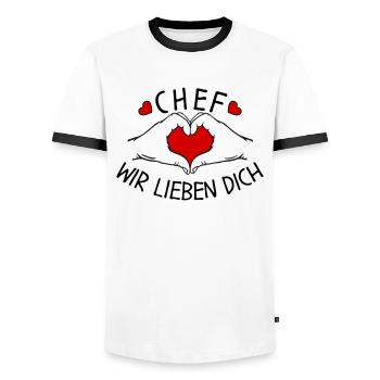 Chef wir liebe Dich - Männer Kontrast-T-Shirt - Weiß/Schwarz - Vorne - AI Model Female 172 light (172cm) & AI Model Male 178 dark (178cm)