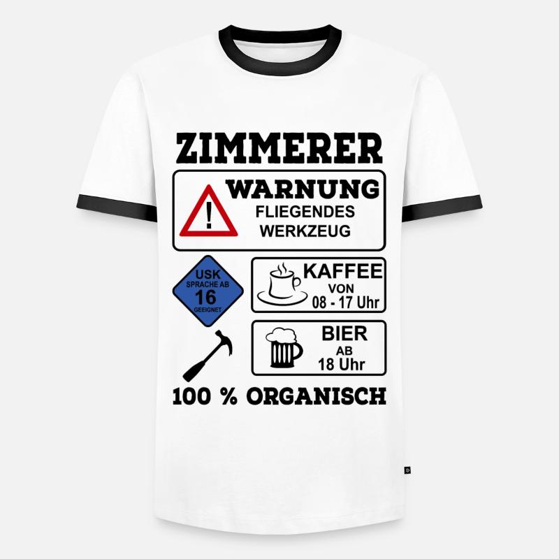 Zimmerer - Männer Kontrast-T-Shirt - Weiß/Schwarz