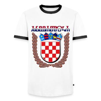 Hrvatska Croatia - Männer Kontrast-T-Shirt - Weiß/Schwarz - Vorne - AI Model Female 172 light (172cm) & AI Model Male 178 dark (178cm)