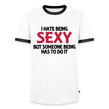 I hate being sexy, but someone has to do it - Männer Kontrast-T-Shirt - Weiß/Schwarz - Vorne - AI Model Female 172 light (172cm) & AI Model Male 178 dark (178cm)