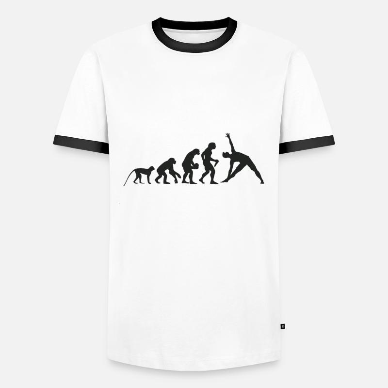 Evolution Yoga - Männer Kontrast-T-Shirt - Weiß/Schwarz