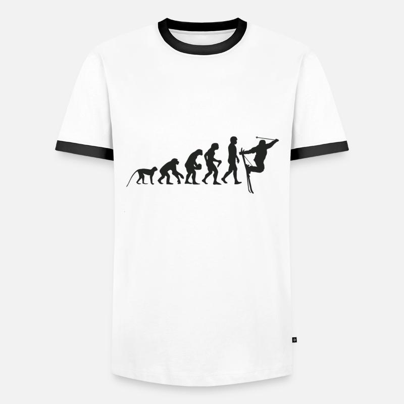 Ski Evolution - Männer Kontrast-T-Shirt - Weiß/Schwarz