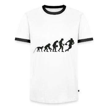 Evolution Football - Men's Ringer Shirt - white/black - Front - AI Model Female 172 light (172cm) & AI Model Male 178 dark (178cm)