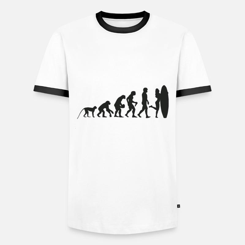 Evolution Surf - Männer Kontrast-T-Shirt - Weiß/Schwarz