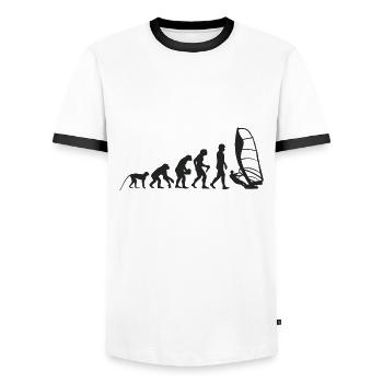 Evolution Windsurfing - Männer Kontrast-T-Shirt - Weiß/Schwarz - Vorne - AI Model Female 172 light (172cm) & AI Model Male 178 dark (178cm)