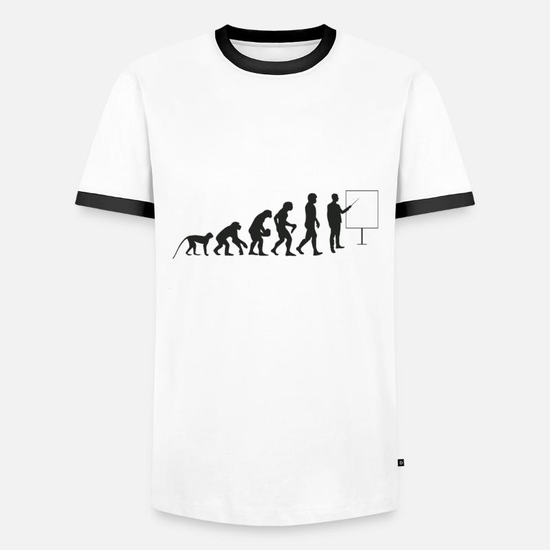 Teacher evolution - Men's Ringer Shirt - white/black