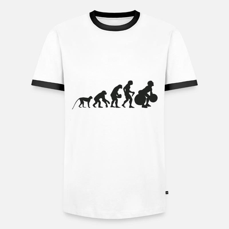 Évolution du poids et haltères - T-shirt contrasté Homme - blanc/noir
