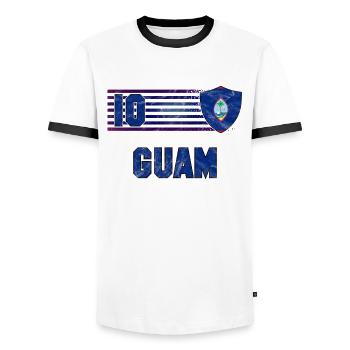 Guam Fußball Mannschaft - Männer Kontrast-T-Shirt - Weiß/Schwarz - Vorne - AI Model Female 172 light (172cm) & AI Model Male 178 dark (178cm)