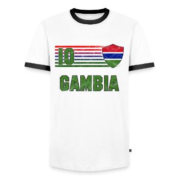 Gambia Football Team - Men's Ringer Shirt - white/black - Front - AI Model Female 172 light (172cm) & AI Model Male 178 dark (178cm)