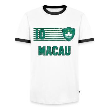 Équipe de Macao de football - T-shirt contrasté Homme - blanc/noir - Devant - AI Model Female 172 light (172cm) & AI Model Male 178 dark (178cm)