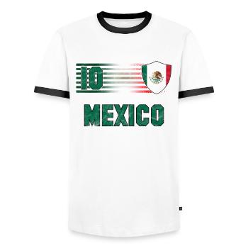 Mexico Soccer Team - Men's Ringer Shirt - white/black - Front - AI Model Female 172 light (172cm) & AI Model Male 178 dark (178cm)