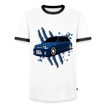 R5GT - T-shirt contrasté Homme - blanc/noir - Devant - AI Model Female 172 light (172cm) & AI Model Male 178 dark (178cm)