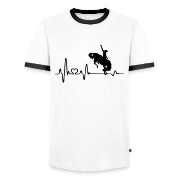 Horse heartbeat western riding western rider rodeo - Men's Ringer Shirt - white/black - Front - AI Model Female 172 light (172cm) & AI Model Male 178 dark (178cm)