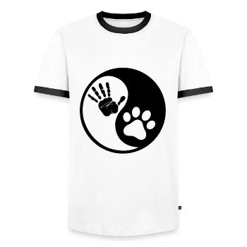Dogs and humans - Men's Ringer Shirt - white/black - Front - AI Model Female 172 light (172cm) & AI Model Male 178 dark (178cm)