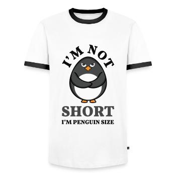 Funny Not Short Penguin Snow Cool Penguin - Men's Ringer Shirt - white/black - Front - AI Model Female 172 light (172cm) & AI Model Male 178 dark (178cm)