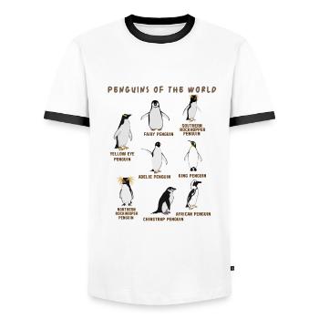 Rare Kawaii Cute Penguins Of World Penguin - Men's Ringer Shirt - white/black - Front - AI Model Female 172 light (172cm) & AI Model Male 178 dark (178cm)