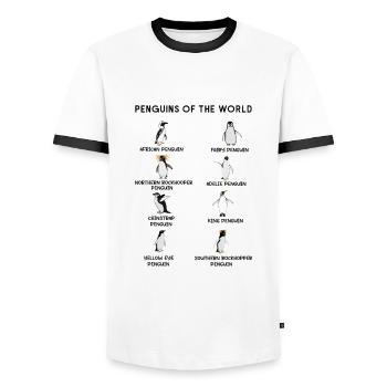Cute Penguins Of World Penguin - Men's Ringer Shirt - white/black - Front - AI Model Female 172 light (172cm) & AI Model Male 178 dark (178cm)