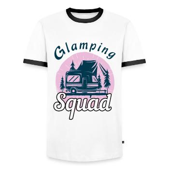 Camp Squad Adventure Vacation Glamp Go Camping - Männer Kontrast-T-Shirt - Weiß/Schwarz - Vorne - AI Model Female 172 light (172cm) & AI Model Male 178 dark (178cm)