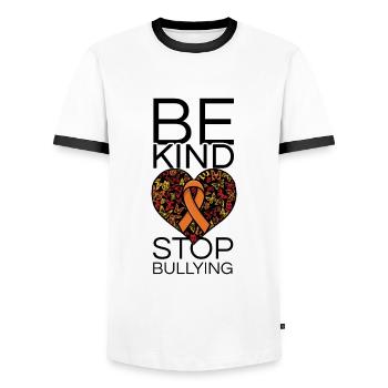 Stop Bully Peace Kindness Awareness Unity Day - Männer Kontrast-T-Shirt - Weiß/Schwarz - Vorne - AI Model Female 172 light (172cm) & AI Model Male 178 dark (178cm)