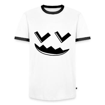 Kawaii Pumpkin Head Pumpkin Face Halloween - Men's Ringer Shirt - white/black - Front - AI Model Female 172 light (172cm) & AI Model Male 178 dark (178cm)