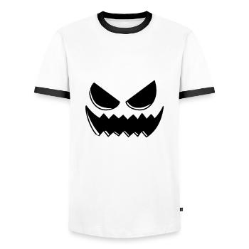 Scary Pumpkin Head Pumpkin Face Halloween - Männer Kontrast-T-Shirt - Weiß/Schwarz - Vorne - AI Model Female 172 light (172cm) & AI Model Male 178 dark (178cm)