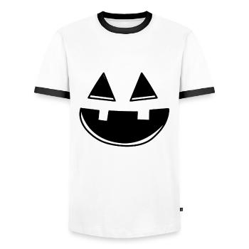 Cute Pumpkin Head Pumpkin Face Halloween - Männer Kontrast-T-Shirt - Weiß/Schwarz - Vorne - AI Model Female 172 light (172cm) & AI Model Male 178 dark (178cm)
