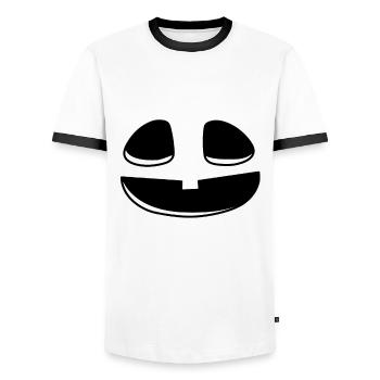 Sourire Tête de citrouille Visage de citrouille Halloween - T-shirt contrasté Homme - blanc/noir - Devant - AI Model Female 172 light (172cm) & AI Model Male 178 dark (178cm)