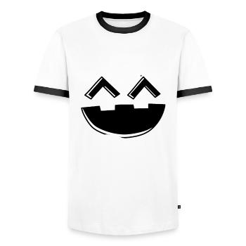 Happy Pumpkin Head Pumpkin Face Halloween - Männer Kontrast-T-Shirt - Weiß/Schwarz - Vorne - AI Model Female 172 light (172cm) & AI Model Male 178 dark (178cm)