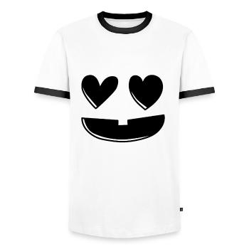Heart Pumpkin Head Pumpkin Face Halloween - Männer Kontrast-T-Shirt - Weiß/Schwarz - Vorne - AI Model Female 172 light (172cm) & AI Model Male 178 dark (178cm)