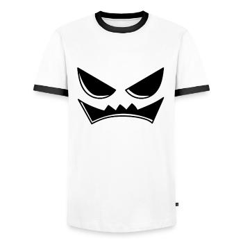 Angry Pumpkin Head Pumpkin Face Halloween - Männer Kontrast-T-Shirt - Weiß/Schwarz - Vorne - AI Model Female 172 light (172cm) & AI Model Male 178 dark (178cm)