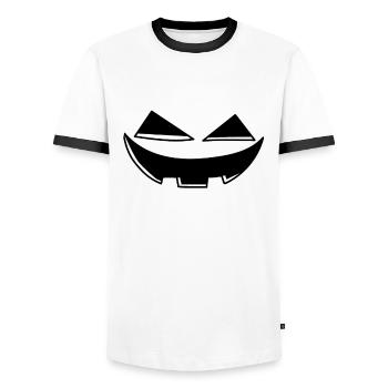 Grin Pumpkin Head Pumpkin Face Halloween - Männer Kontrast-T-Shirt - Weiß/Schwarz - Vorne - AI Model Female 172 light (172cm) & AI Model Male 178 dark (178cm)