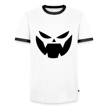 Evil Pumpkin Face Pumpkin Head Halloween - Men's Ringer Shirt - white/black - Front - AI Model Female 172 light (172cm) & AI Model Male 178 dark (178cm)