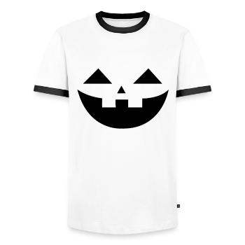 Sourire Pumpkin Face Pumpkin Head Halloween - T-shirt contrasté Homme - blanc/noir - Devant - AI Model Female 172 light (172cm) & AI Model Male 178 dark (178cm)