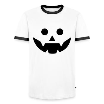 Creepy Pumpkin Face Pumpkin Head Halloween - Männer Kontrast-T-Shirt - Weiß/Schwarz - Vorne - AI Model Female 172 light (172cm) & AI Model Male 178 dark (178cm)