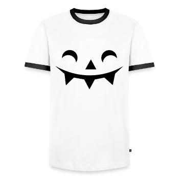 Laugh Pumpkin Face Pumpkin Head Halloween - Männer Kontrast-T-Shirt - Weiß/Schwarz - Vorne - AI Model Female 172 light (172cm) & AI Model Male 178 dark (178cm)