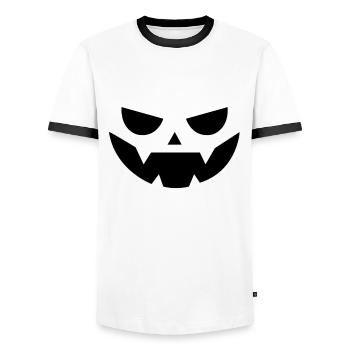 Horror Pumpkin Face Pumpkin Head Halloween - Männer Kontrast-T-Shirt - Weiß/Schwarz - Vorne - AI Model Female 172 light (172cm) & AI Model Male 178 dark (178cm)