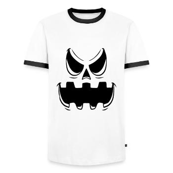 Angry Pumpkin Face Pumpkin Head Halloween - Männer Kontrast-T-Shirt - Weiß/Schwarz - Vorne - AI Model Female 172 light (172cm) & AI Model Male 178 dark (178cm)