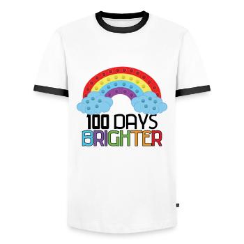 Regenbogenschüler 100. Tag hellere Schultage - Männer Kontrast-T-Shirt - Weiß/Schwarz - Vorne - AI Model Female 172 light (172cm) & AI Model Male 178 dark (178cm)