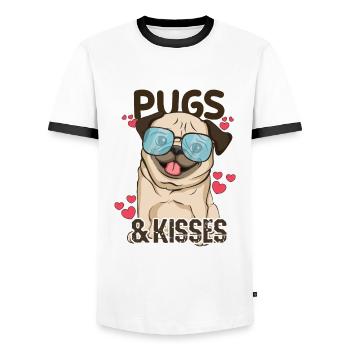 Dog Animal Hearts Pet Pugs Kiss Valentines Day - Männer Kontrast-T-Shirt - Weiß/Schwarz - Vorne - AI Model Female 172 light (172cm) & AI Model Male 178 dark (178cm)