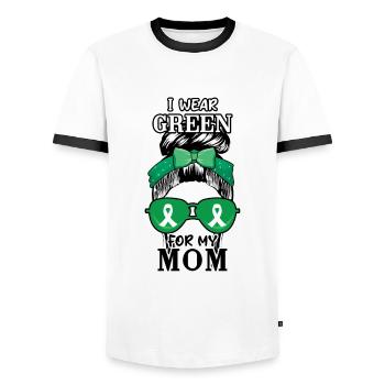 Je porte du vert pour la sensibilisation aux maladies rénales de maman - T-shirt contrasté Homme - blanc/noir - Devant - AI Model Female 172 light (172cm) & AI Model Male 178 dark (178cm)