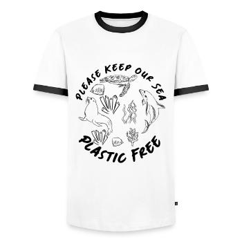 Save Seas Protect Oceans Day Zitat Earth Day - Männer Kontrast-T-Shirt - Weiß/Schwarz - Vorne - AI Model Female 172 light (172cm) & AI Model Male 178 dark (178cm)
