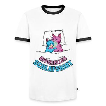 Mein Offizielles Schlafshirt Faulenzer - Männer Kontrast-T-Shirt - Weiß/Schwarz - Vorne - AI Model Female 172 light (172cm) & AI Model Male 178 dark (178cm)