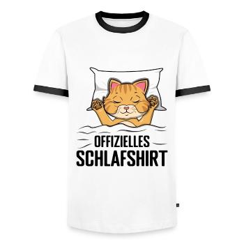 Mein Offizielles Schlafshirt Faulenzer - Männer Kontrast-T-Shirt - Weiß/Schwarz - Vorne - AI Model Female 172 light (172cm) & AI Model Male 178 dark (178cm)