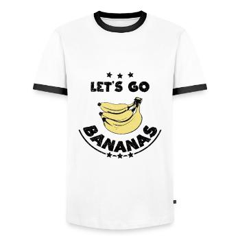 Vintage Lustige Banane Lass uns Banane gehen - Männer Kontrast-T-Shirt - Weiß/Schwarz - Vorne - AI Model Female 172 light (172cm) & AI Model Male 178 dark (178cm)